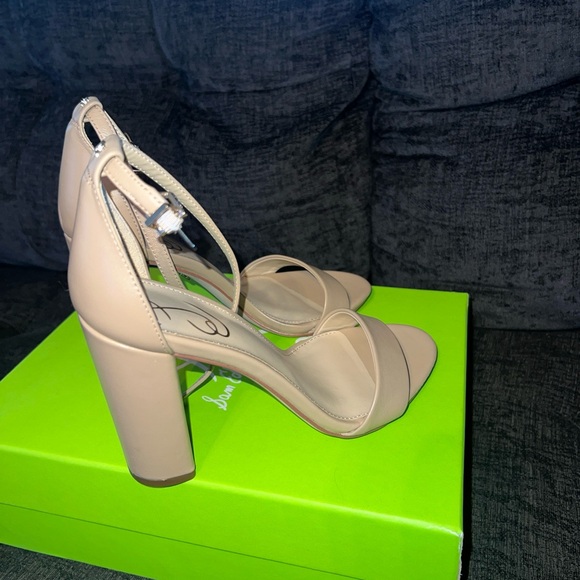 NEW SAM EDELMAN YARO BLOCK HEEL SANDAL CLASSIC NUDE LEATHER SIZE 7 - Picture 5 of 8